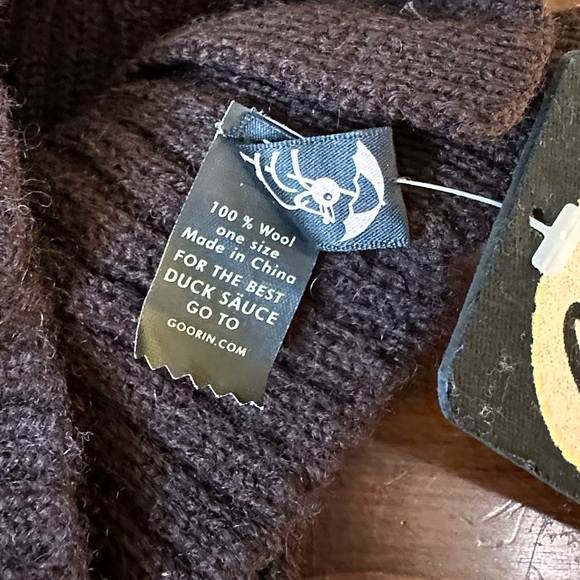 🌟HP🌟VTG 1990s Sweater Arm Warmer Set Brown Wool Leather Patches Goorin Bros. - Picture 8 of 8